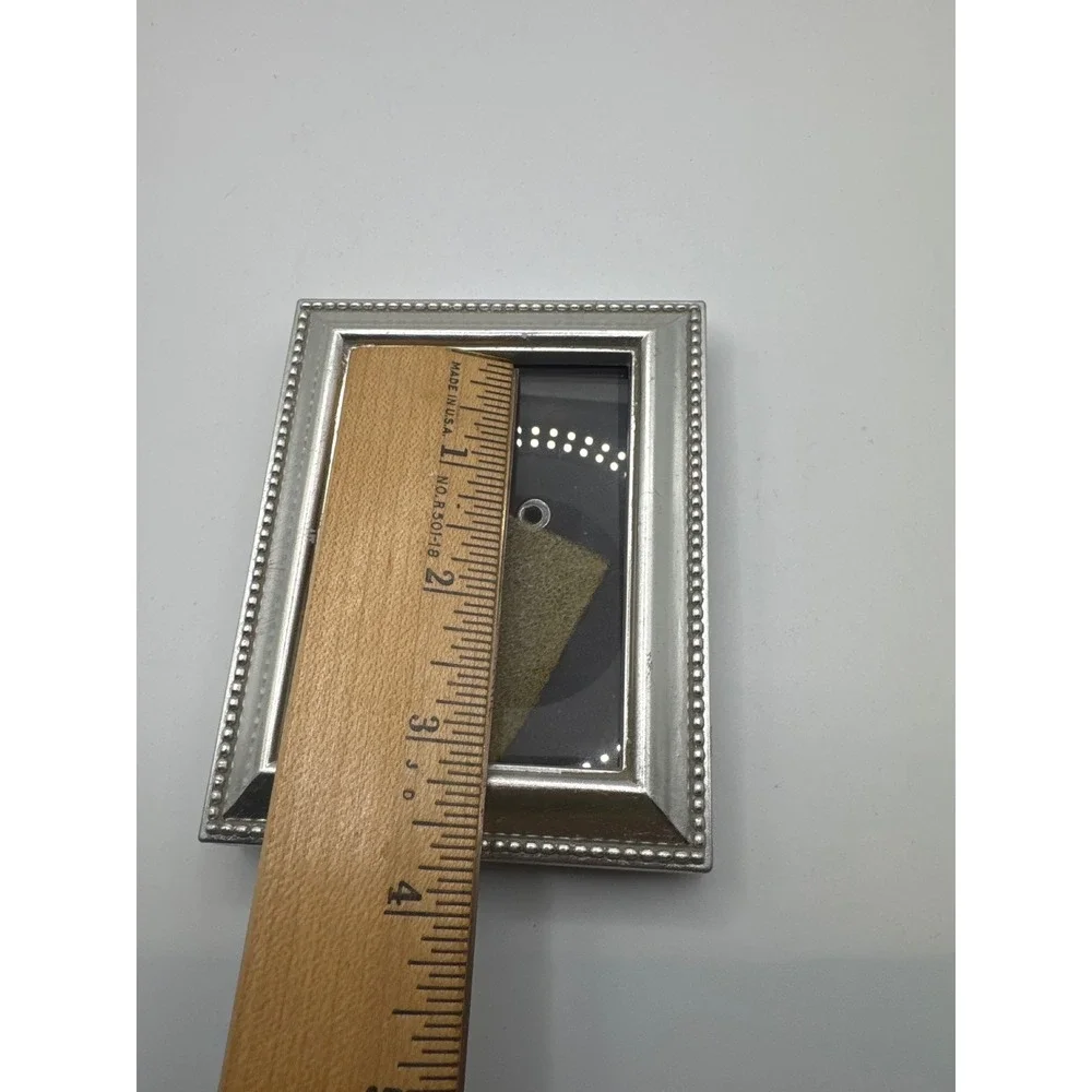 Silver Beaded Edge Rectangular Picture Frame Metallic Finish 3.5x4.5 Inch